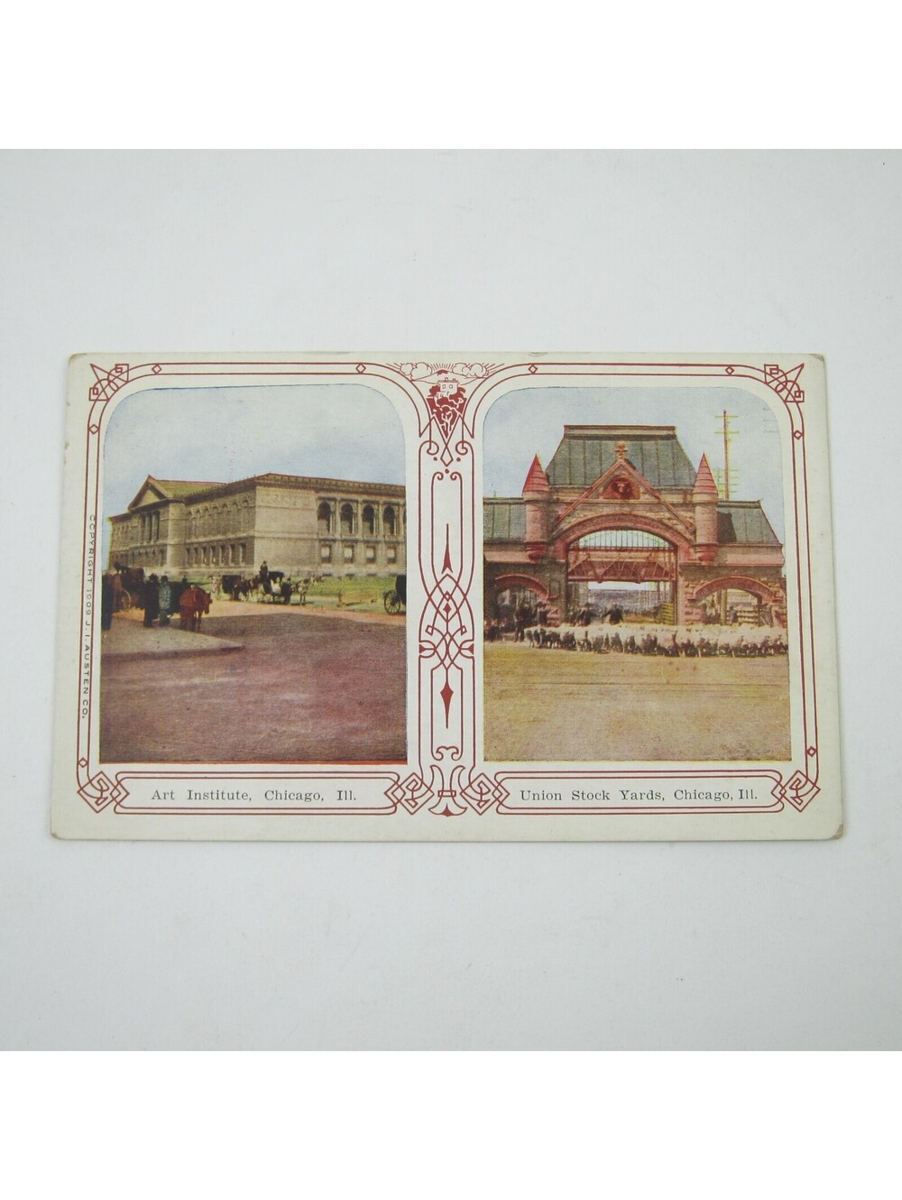 Postcard Chicago Illinois Art Institute & Union Stock Yards Antique UNPOSTED